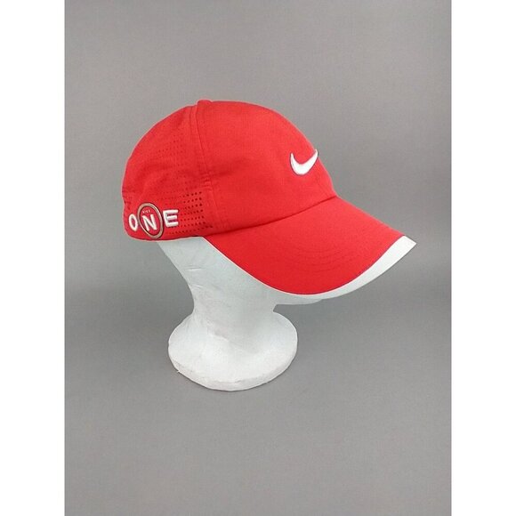 Nike One VR Golf Hat Adult One Size Adjustable Red Lightweight Breathable Swoosh - Picture 1 of 11